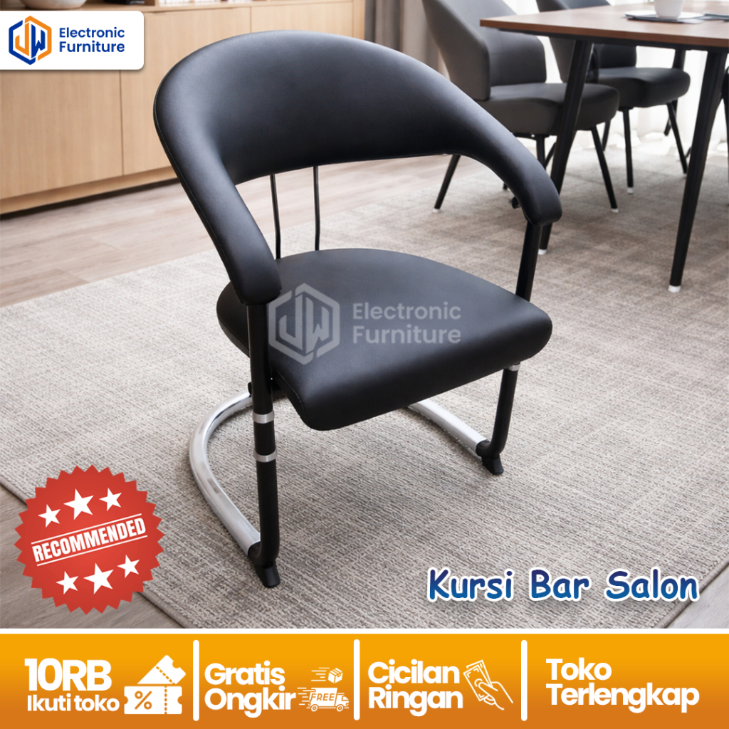 JW - Kursi Bar Salon 55x86x60 cm Minimalis / Sofa Salon Simple Tanpa Roda Warna Hitam