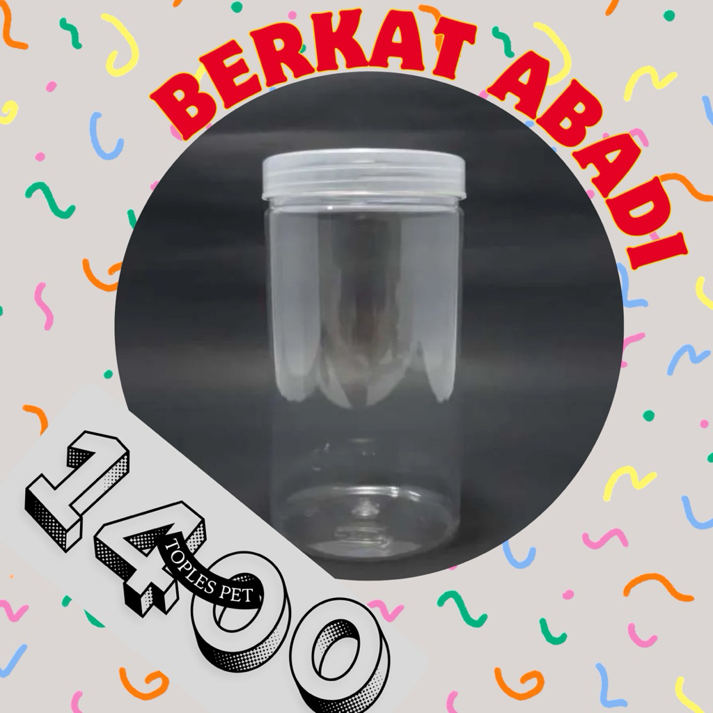 10BIJI toples PET 1400ml | TOPLES TEBAL SILINDER BENING NATURAL TOPLES TABUNG PET JAR 200ml 400ml 60