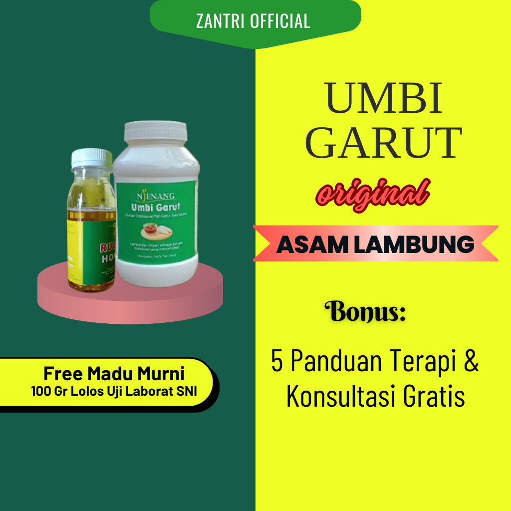 UMBI GARUT ORIGINAL UNTUK PENCERNAKAN MAGH GERD ASAM LAMBUNG ALAMI 260 GR- GRATIS MADU ZANTRI