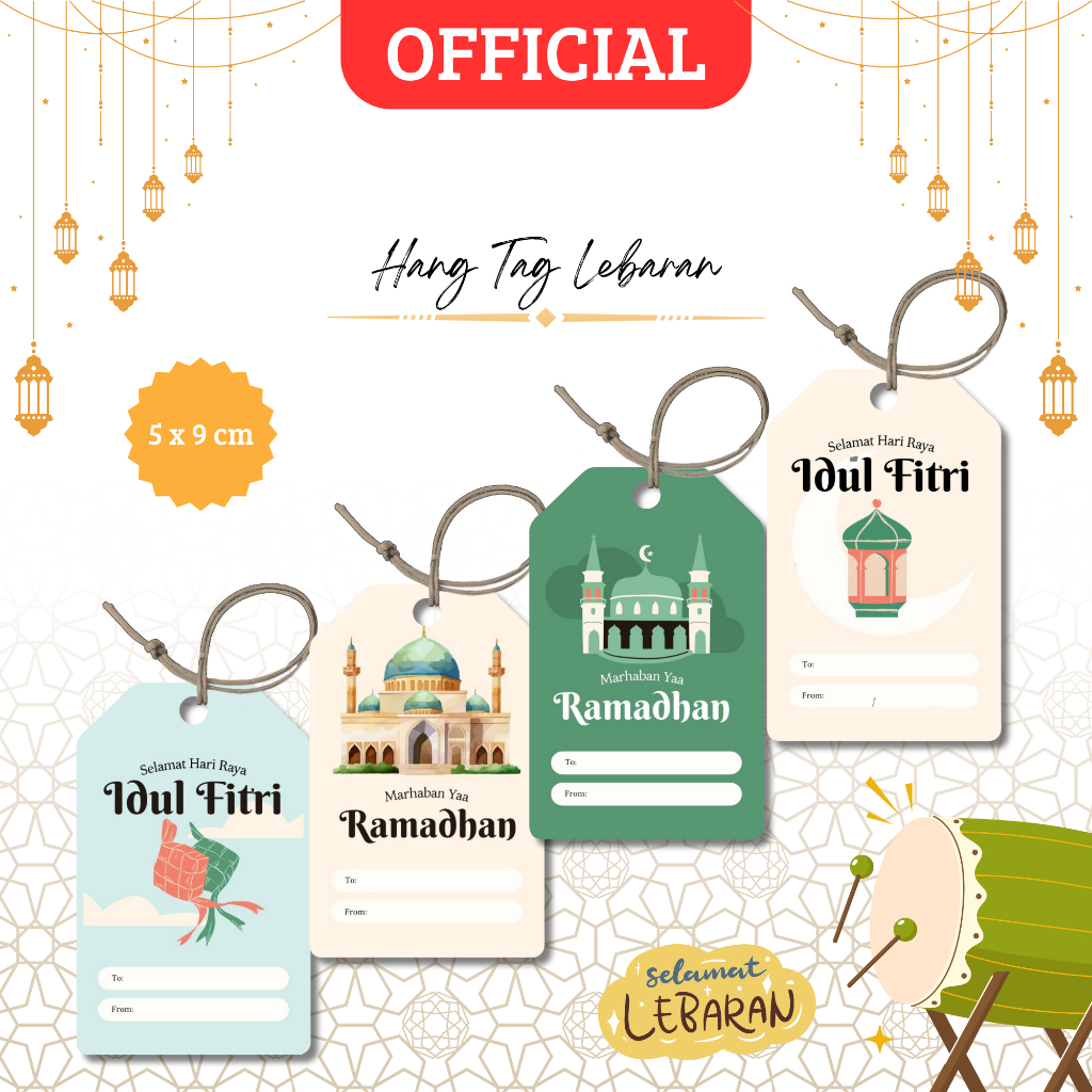 (10 Pcs) Hang Tag Lebaran Idul Fitri Ramadhan Premium, Hang tag Idul Fitri + Tali