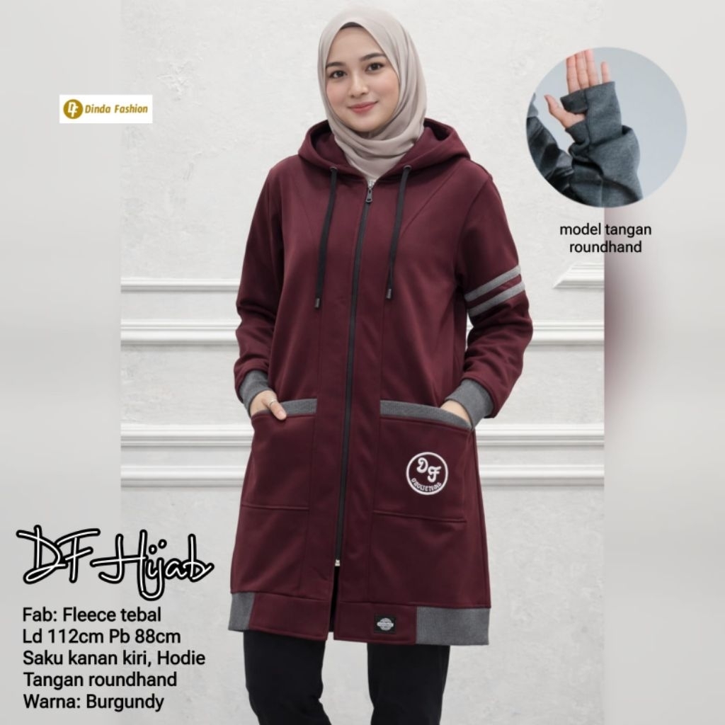 JAKET DF HIJAB • DAVIES  STANFORD JAKET BY ZAHARA JAKET UNIQLO KNIT DENGAN HOODIE