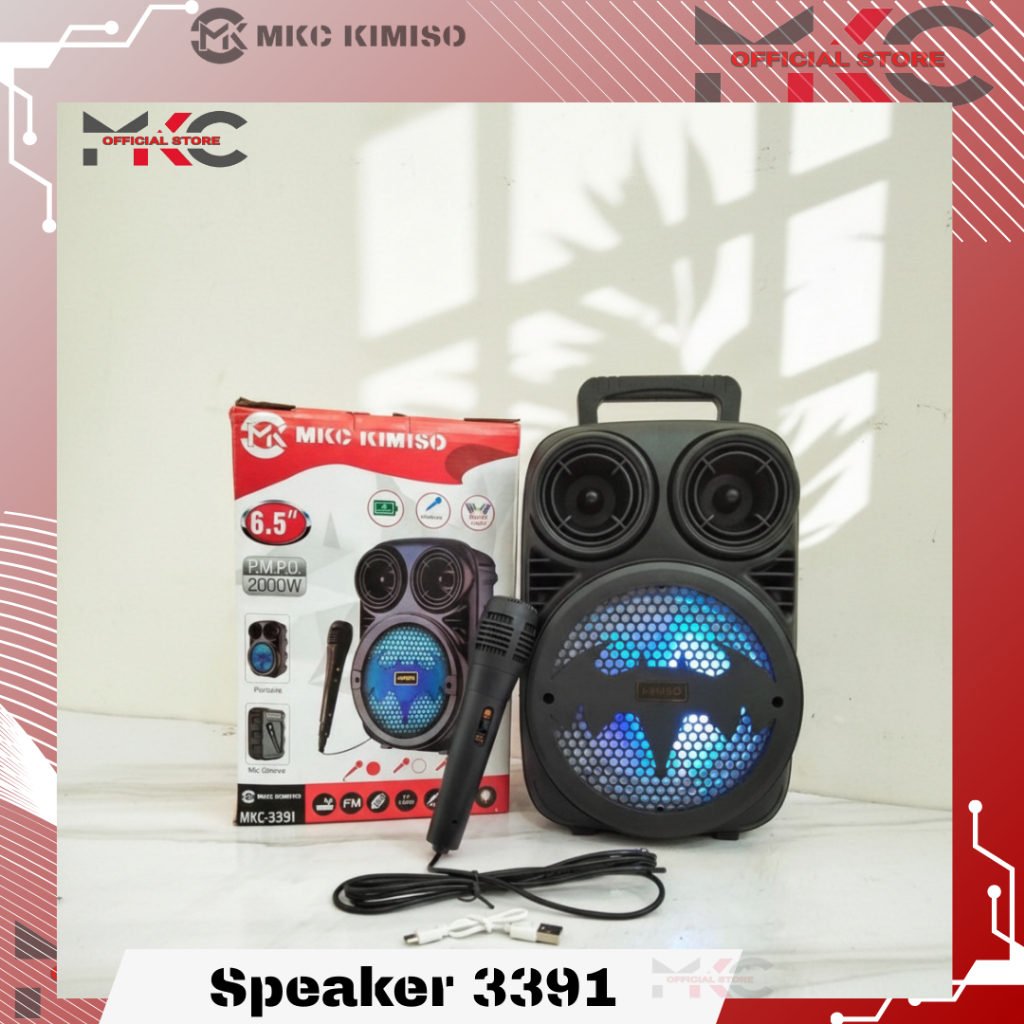 MKC - Speaker KMS 3391 Bluetooth Bass 6.5 inchi Free Mic Kabel
