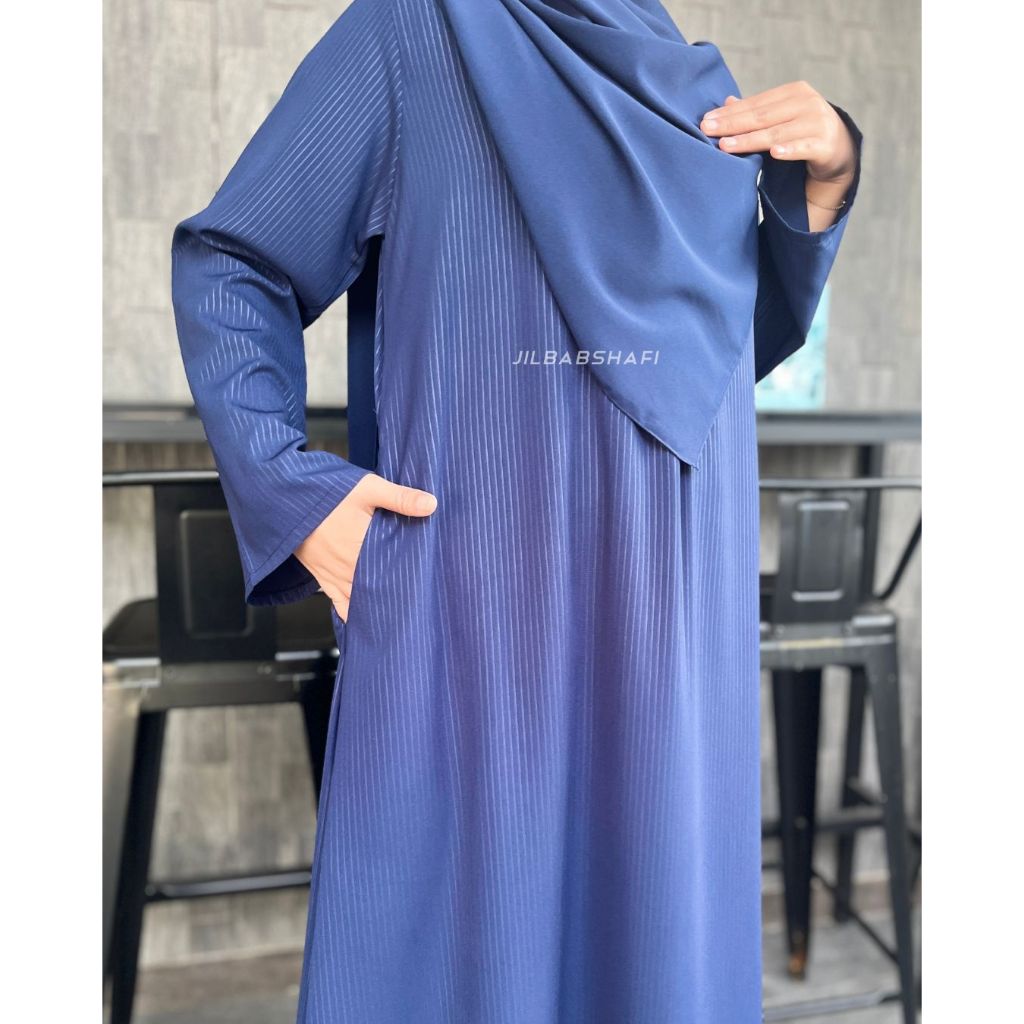 ABASI ABAYA SALUR STRIPE ABAYA BASIC MOTIF GARIS HIJAB SHEILY