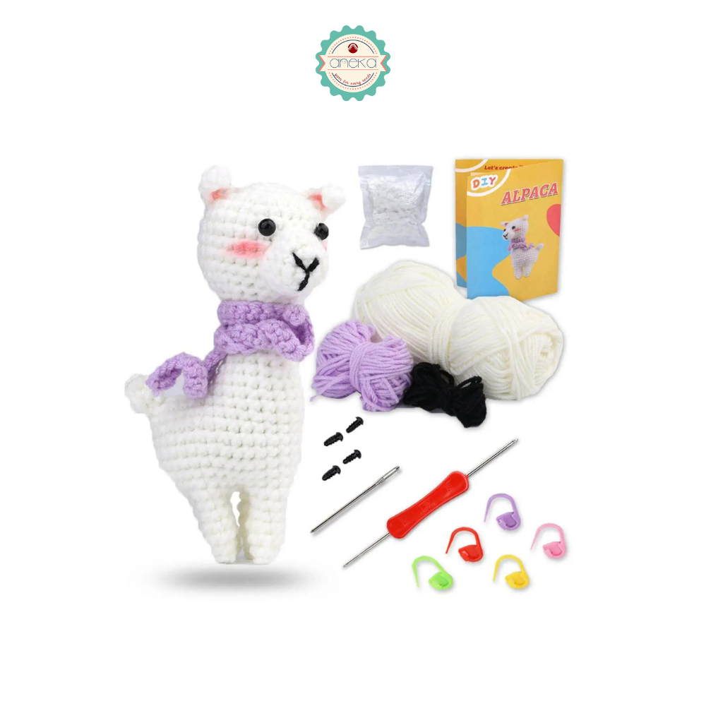 ANEKA - Kit Rajut Alpaca  / Crochet Kit DIY / Pemula / Alat Rajut Set