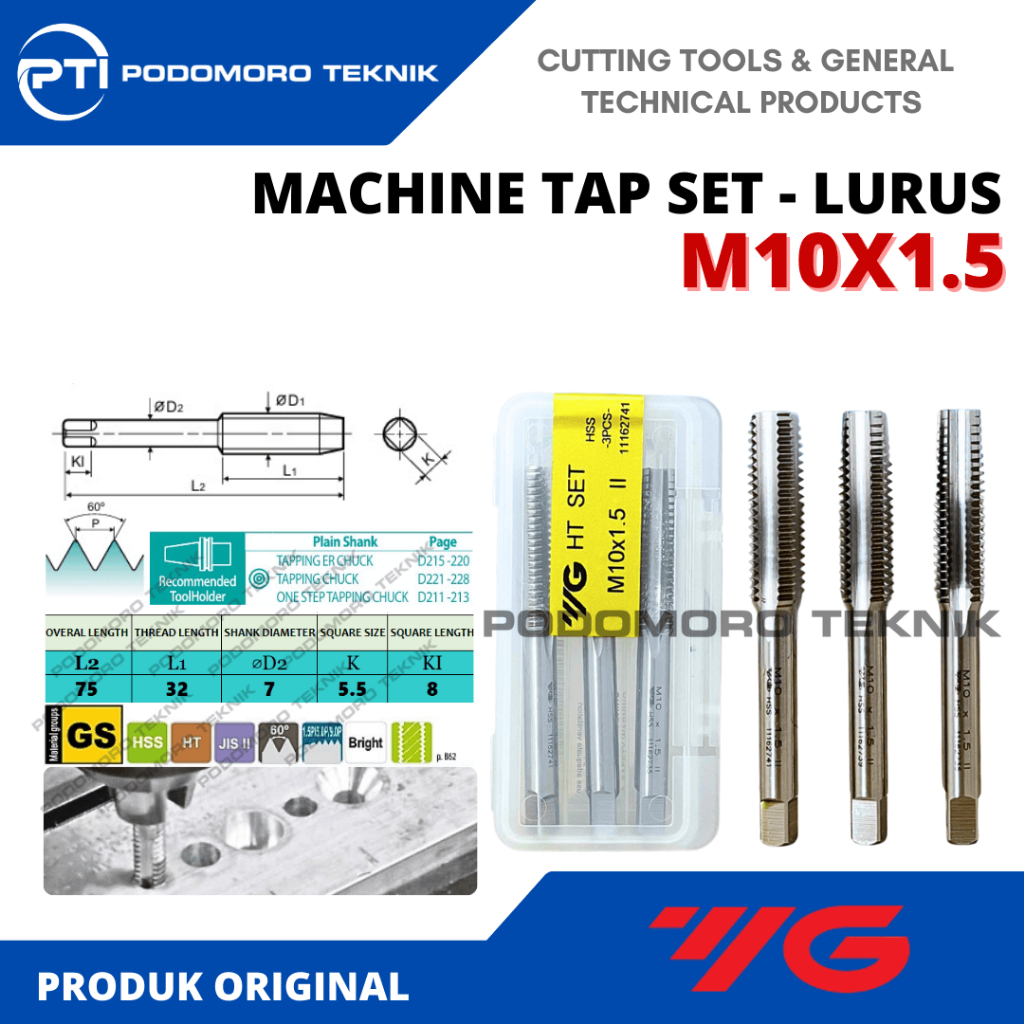 YG1 HAND TAP M10 X 1.5 TAP MANUAL M10 HAND TAP M10X1.5 MERK YG1