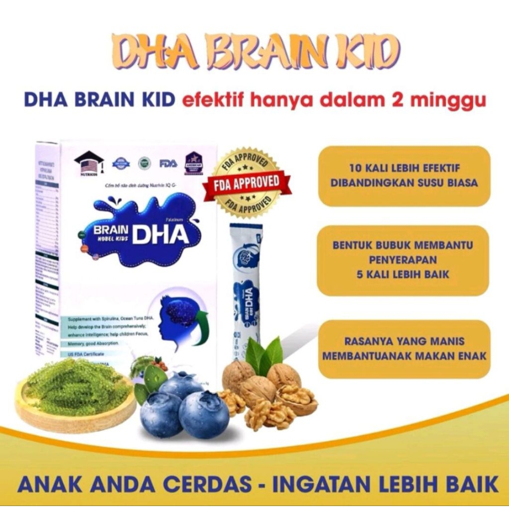 VITAMIN NUTRISI OTAK ANAK CERDAS DHA BRAIN KID - DHA pengembangan Otak Anak- DHA BRAIN KID ORIGINAL