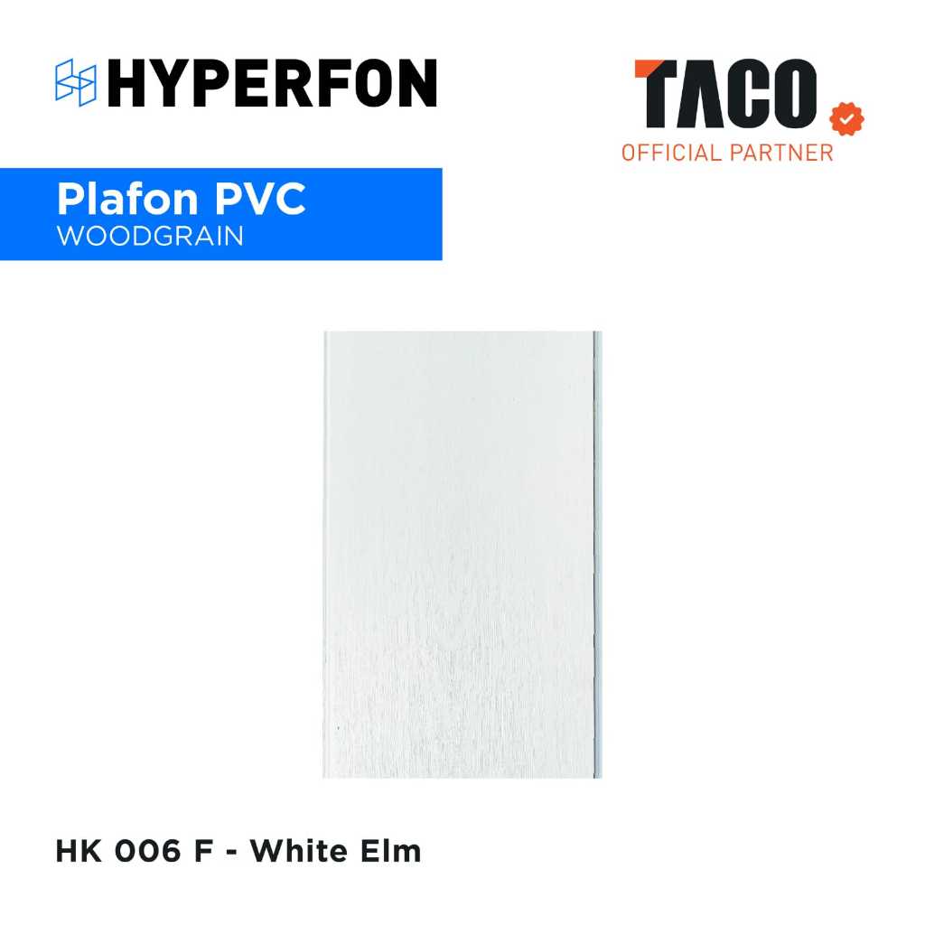 plafon PVC Hyperfon serat kayu putih doff laminated bertekstur HK 006 F white elm flat