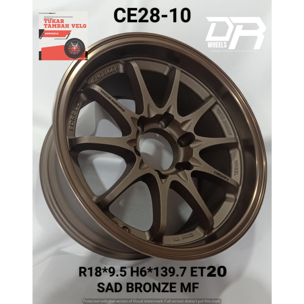 Velg mobil model ce28 ring 18 lebar 9,5 et20 hole 6x139,7 bronze untuk fortuner