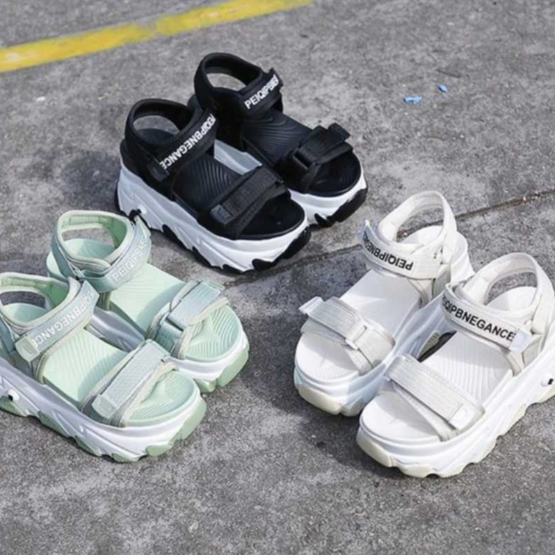 LOWLY SHOES - Sandal Wedges Wanita Korean Style Hak Tinggi 8 cm Variasi Velcro Kekinian CK 538