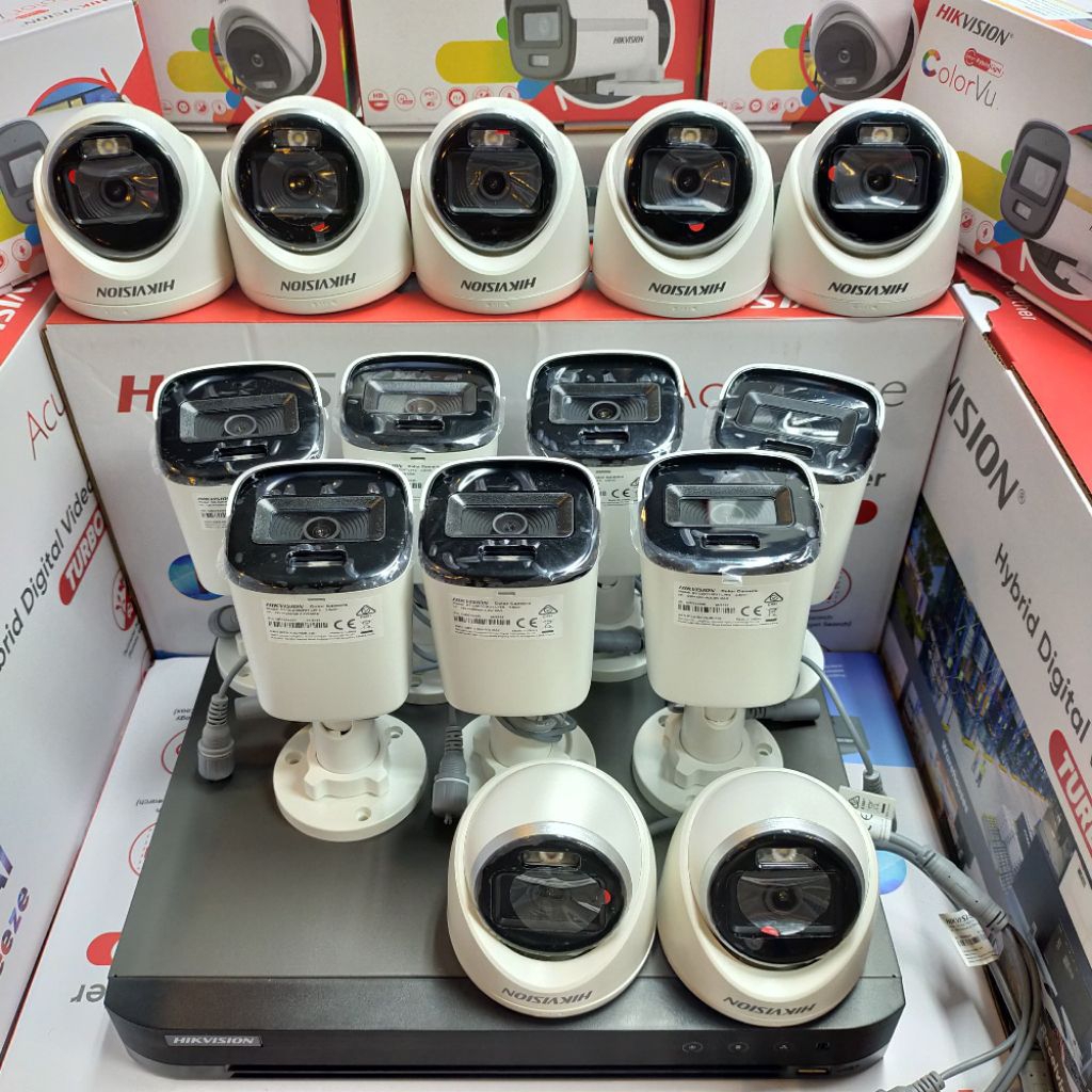 PAKET CCTV 16CH HIKVISION 14 KAMERA CCTV HIKVISION SMART HYBRID LIGHT 2MP COLORVU AUDIO