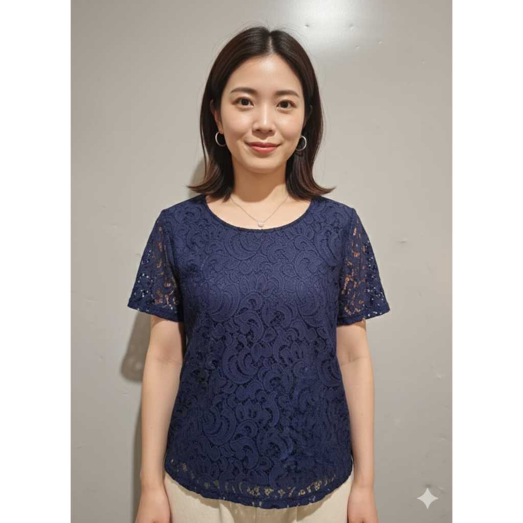 Blouse/Baju Atasan Wanita Brokat Lengan Pendek size M Preloved 41