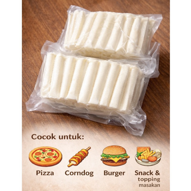 [khusus Instan] KEJU MOZARELLA STICK 500gr - mozarella kiloan 500gram / Mozzarella kiloan Kirim Goje