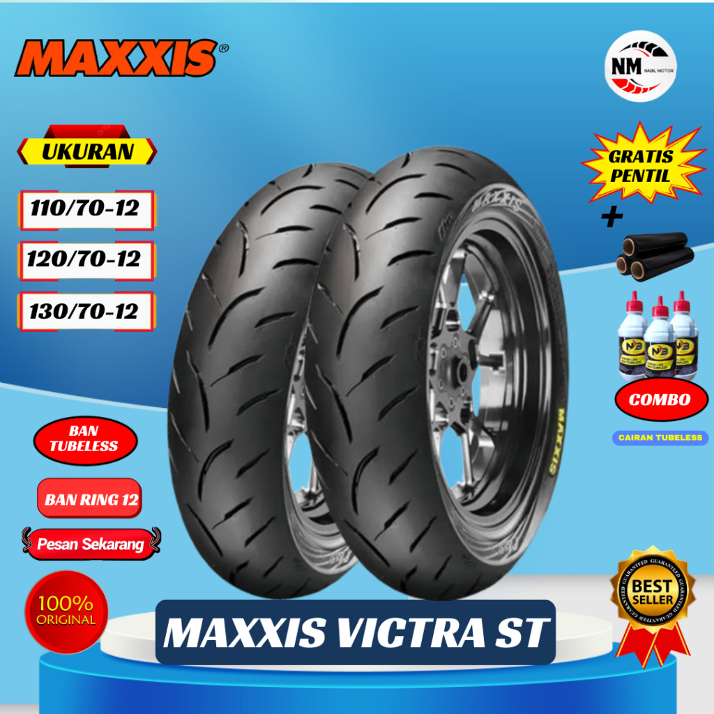 (READY STOCK) BAN MAXXIS VICTRA RING 12 TUBELESS (110/70 - 120/70 - 130/70 - 140-70 )