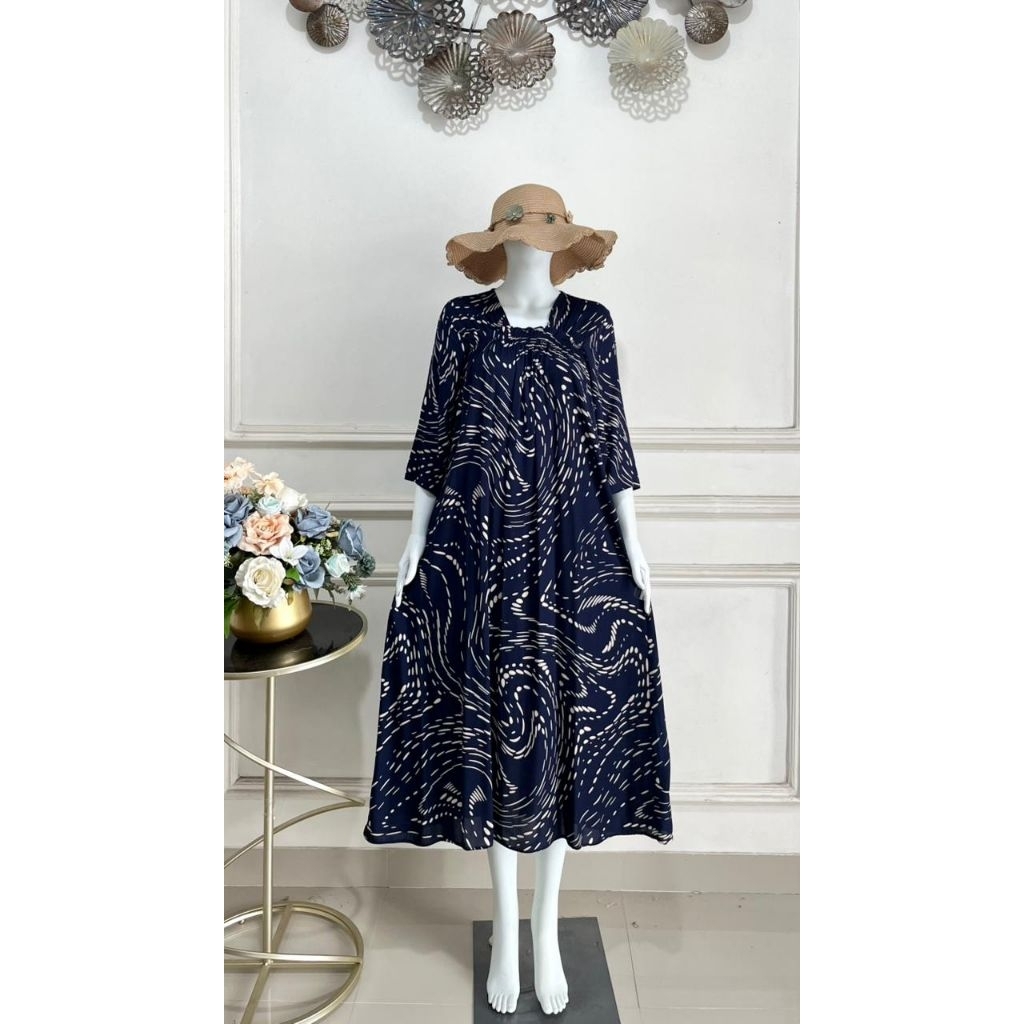 Daster Ayumi Variasi Karet Dada LD 120 Bahan Rayon Matt Premium Saku Kanan Panjang Daster 125 panjan