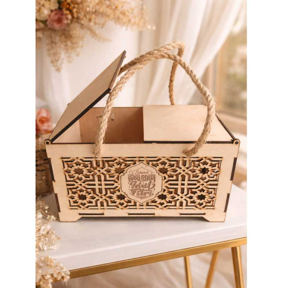 KOTAK BOX HAMPERS KAYU PLYWOOD LASER CUT | BOX HAMPERS JINJING PLYWOOD  - BISA CUSTOM LOGO & CUSTOM 