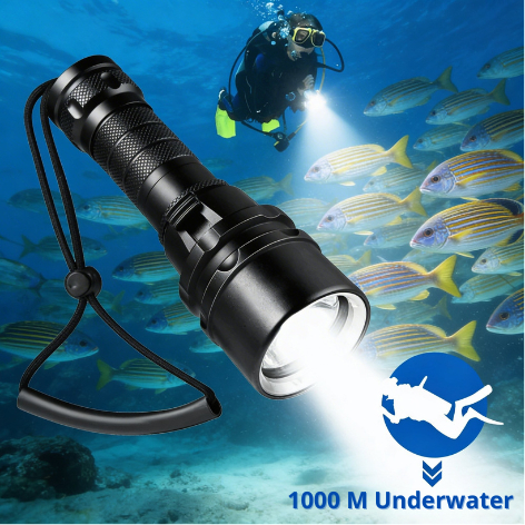 YUPARD Senter selam anti air tahan 20 jam Diving super terang LED Waterproof 1200 Lumens G300