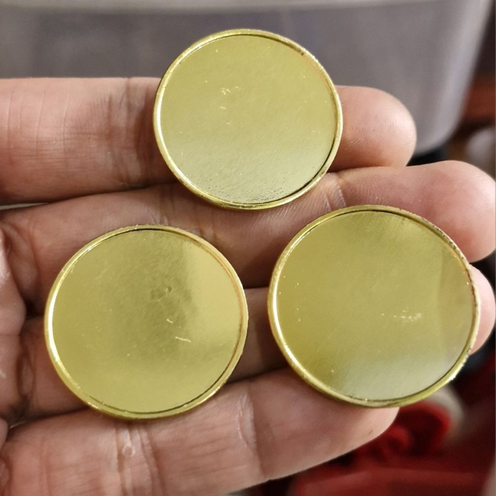 Pin polosan bahan kuningan / Pin kuningan kosongan tanpa logo model bulat lis emas