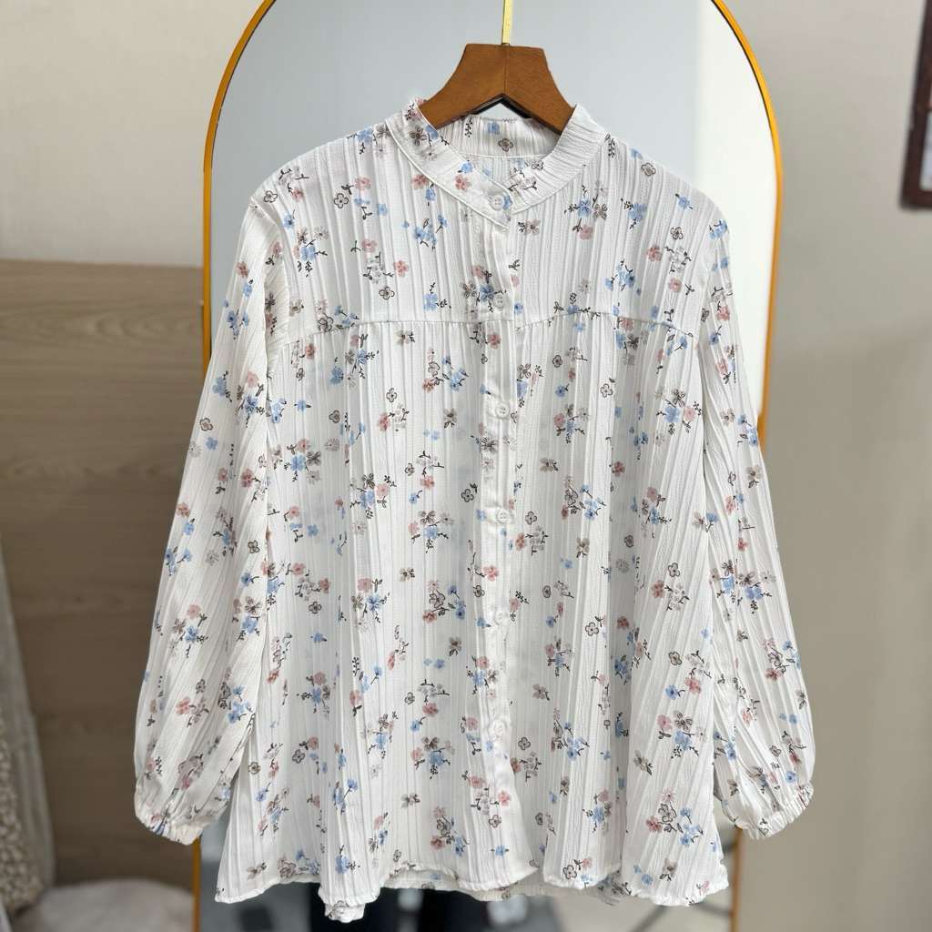 Premium Crinkle Motif Rose | VELLA  Blouse Crinkle | Blouse Busui friendly