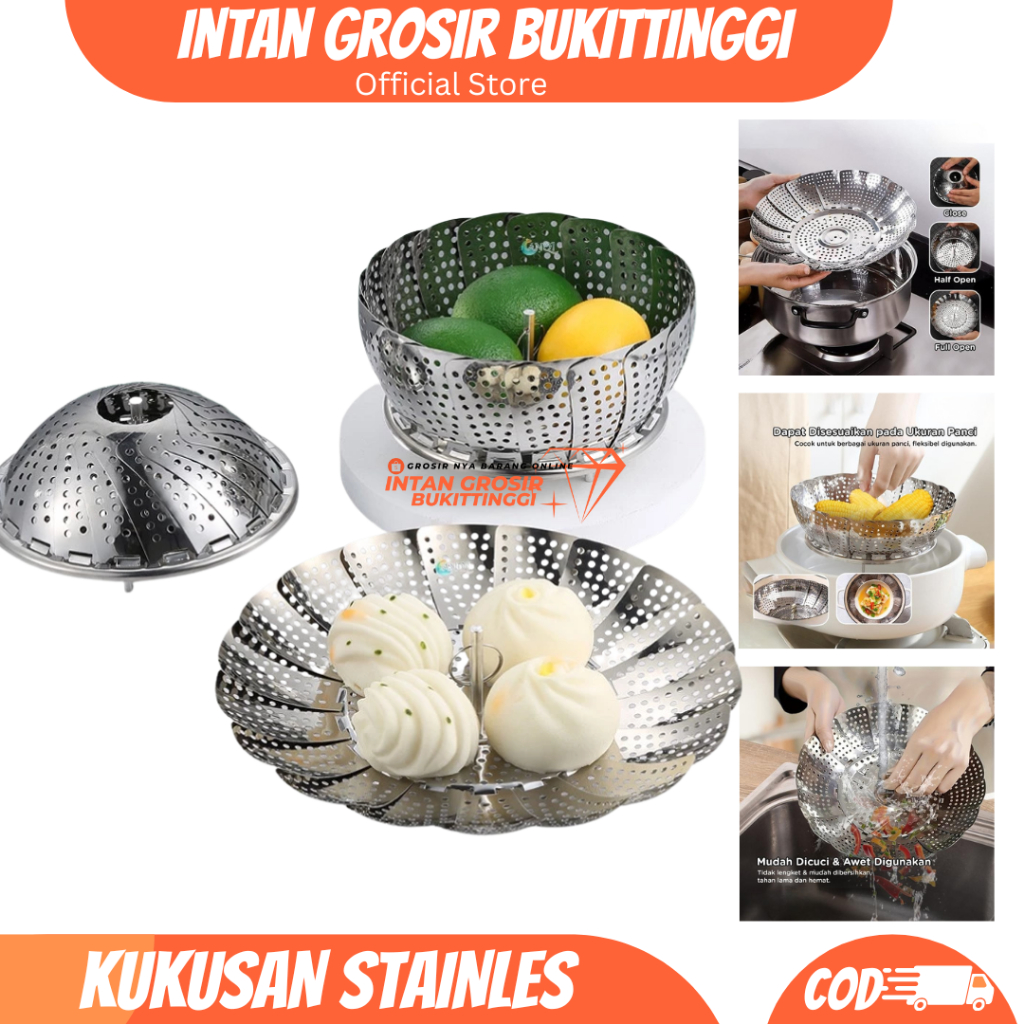 Kukusan Stainless Flexible Steamer Alat Kukus Lipat Serbaguna