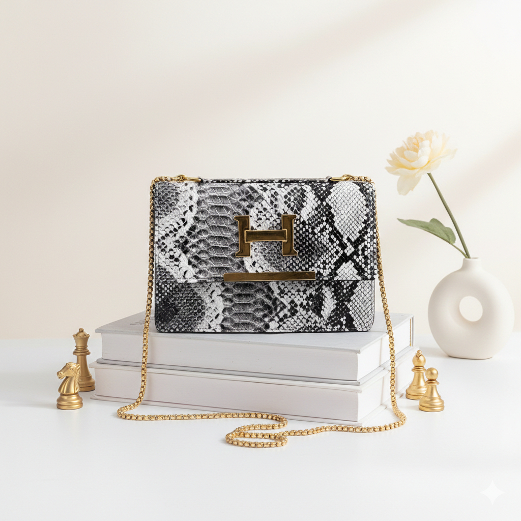 ALMEERA BAG - TAS KULIT ULAR WANITA KEKINIAN TAS ULAR PYTHON TAS SELEMPANG ULAR TAS MURAH HP 2 RUANG