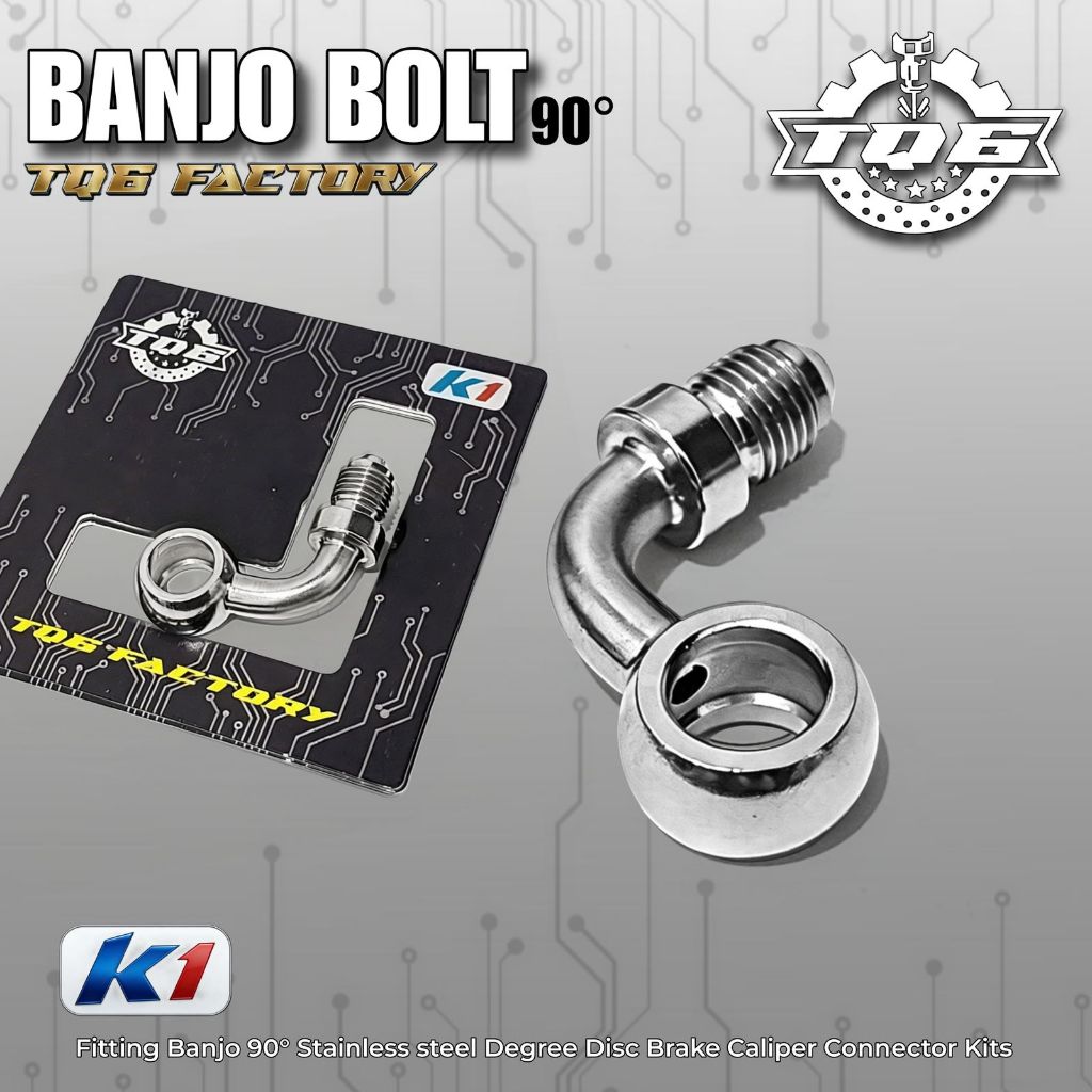 Banjo Earls 90° Selang Rem Degree Chrome Stainless Steel TQ6