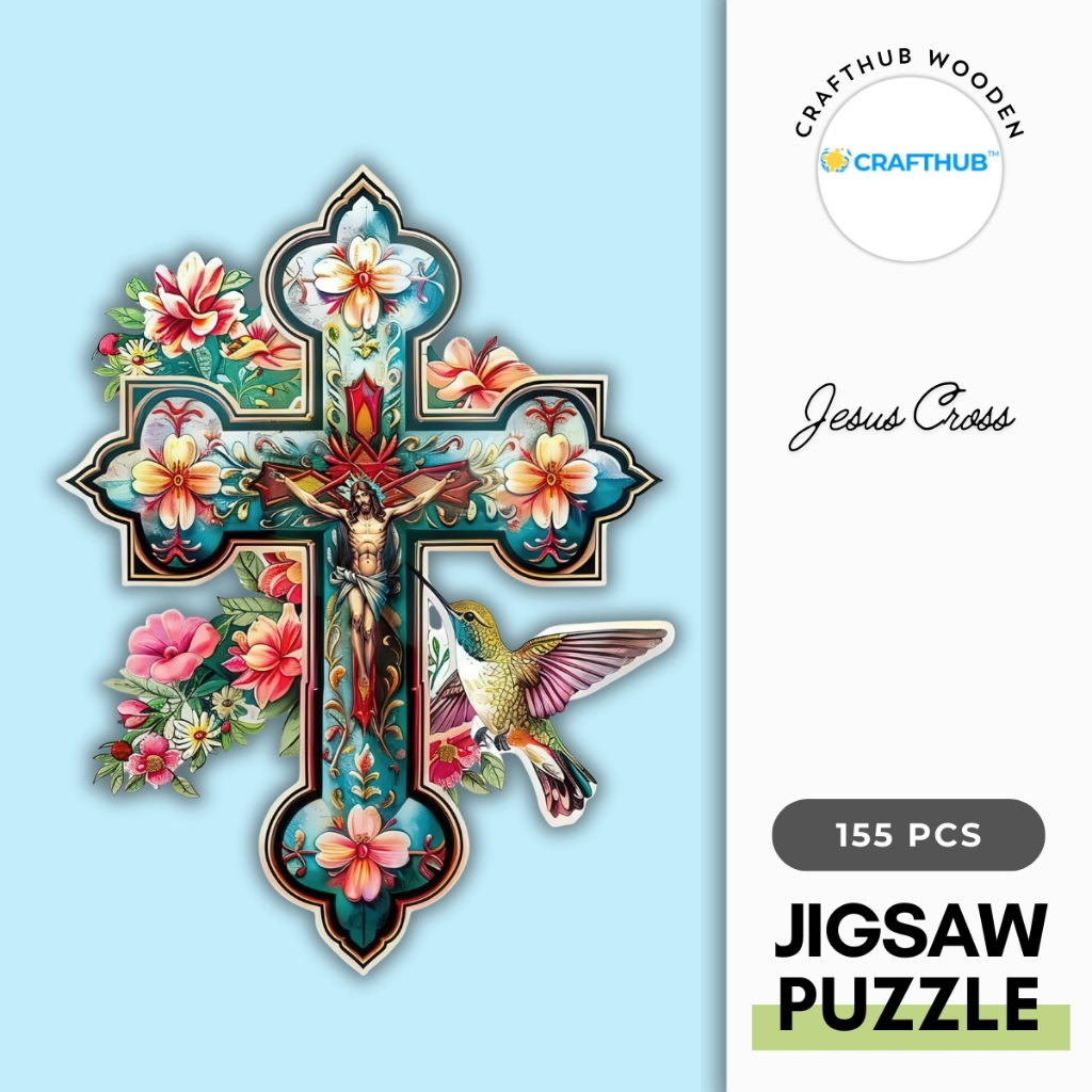 Wooden 5143034 Jesus Cross 155 Pieces Shaped Puzzle