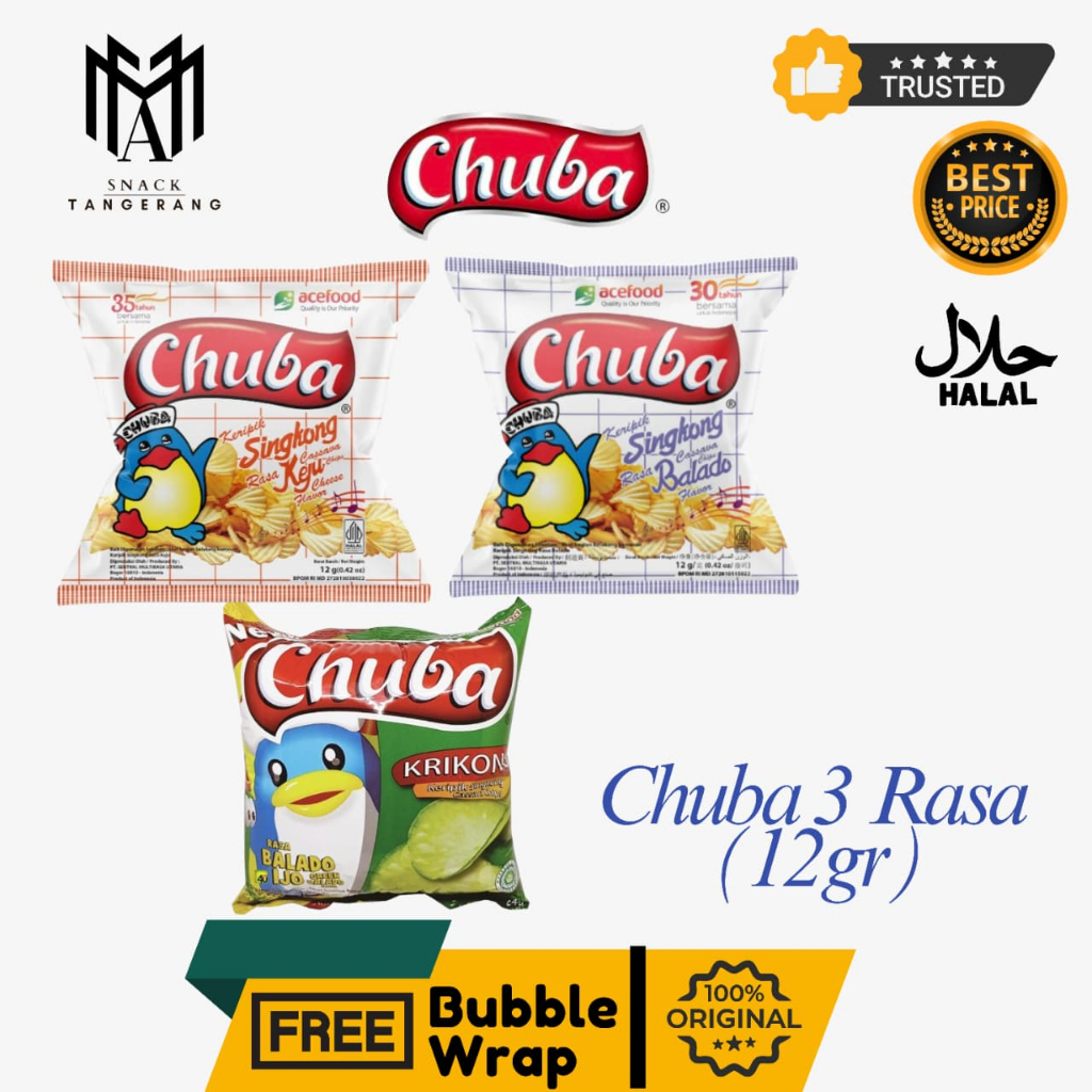 Chuba Keripik Singkong Keju Sambal Balado Ijo 1 Pack isi 20 Pcs @12gr