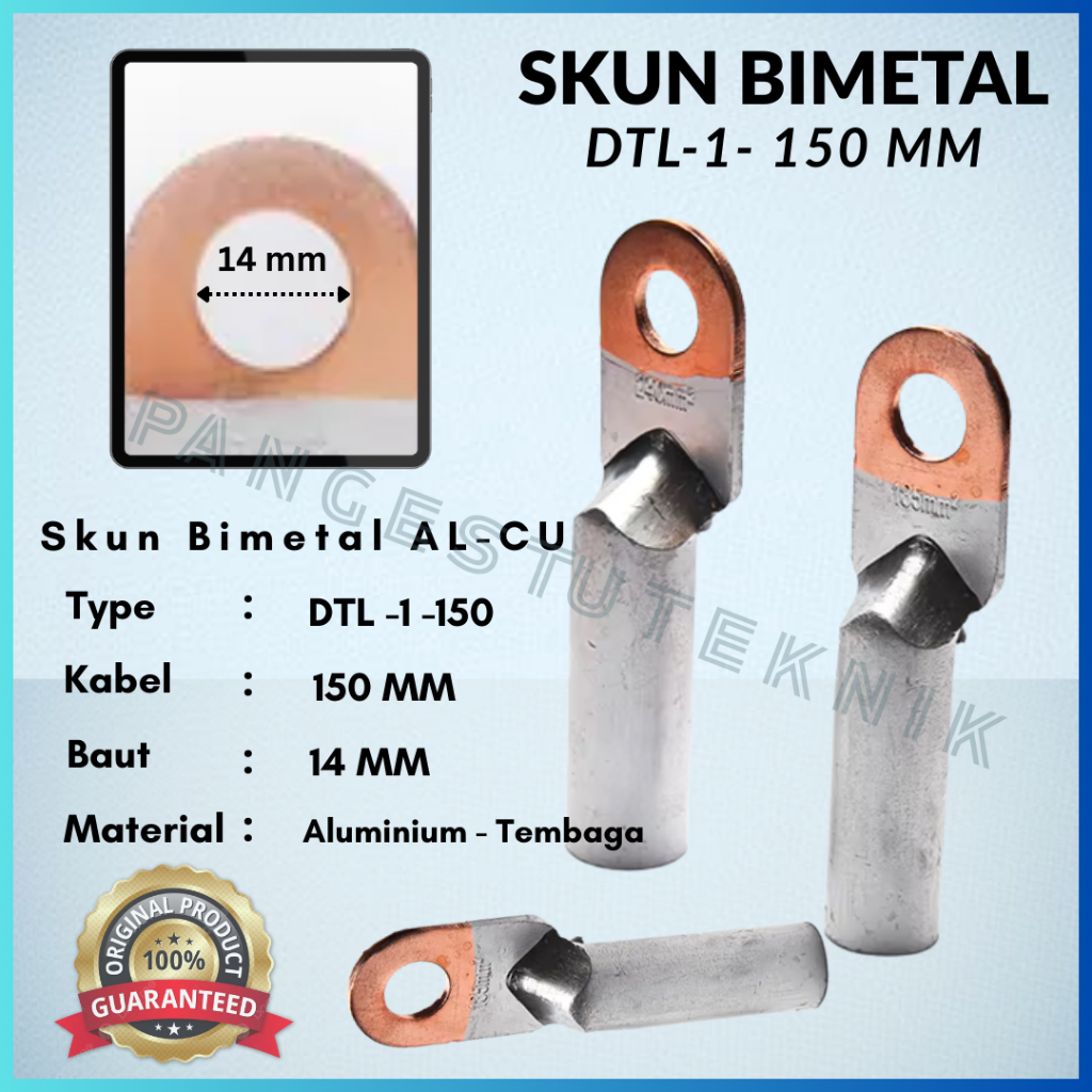 Skun Kabel Bimetal type DTL-1 150mm (Scun Cable AL CU 150) DTL-1-150 bahan Aluminium Tembaga (Bimeta