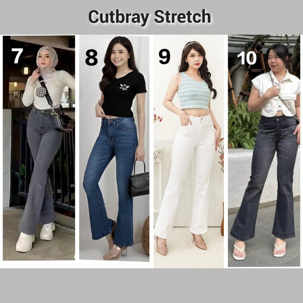 Celana Cutbray Wanita Vivo Jeans Panjang Soft Jeans Stretch Polos Premium