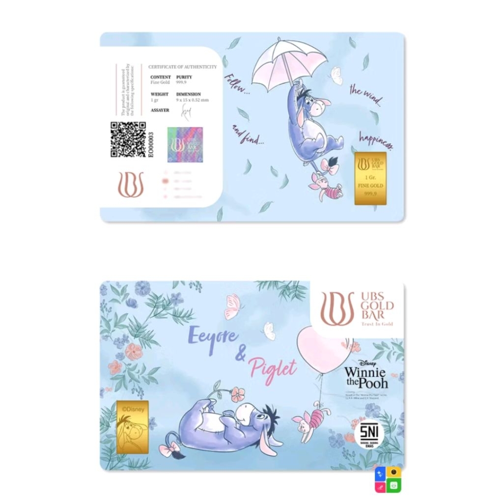 UBS Gold Eeyore 1 gr disney winnie the pooh