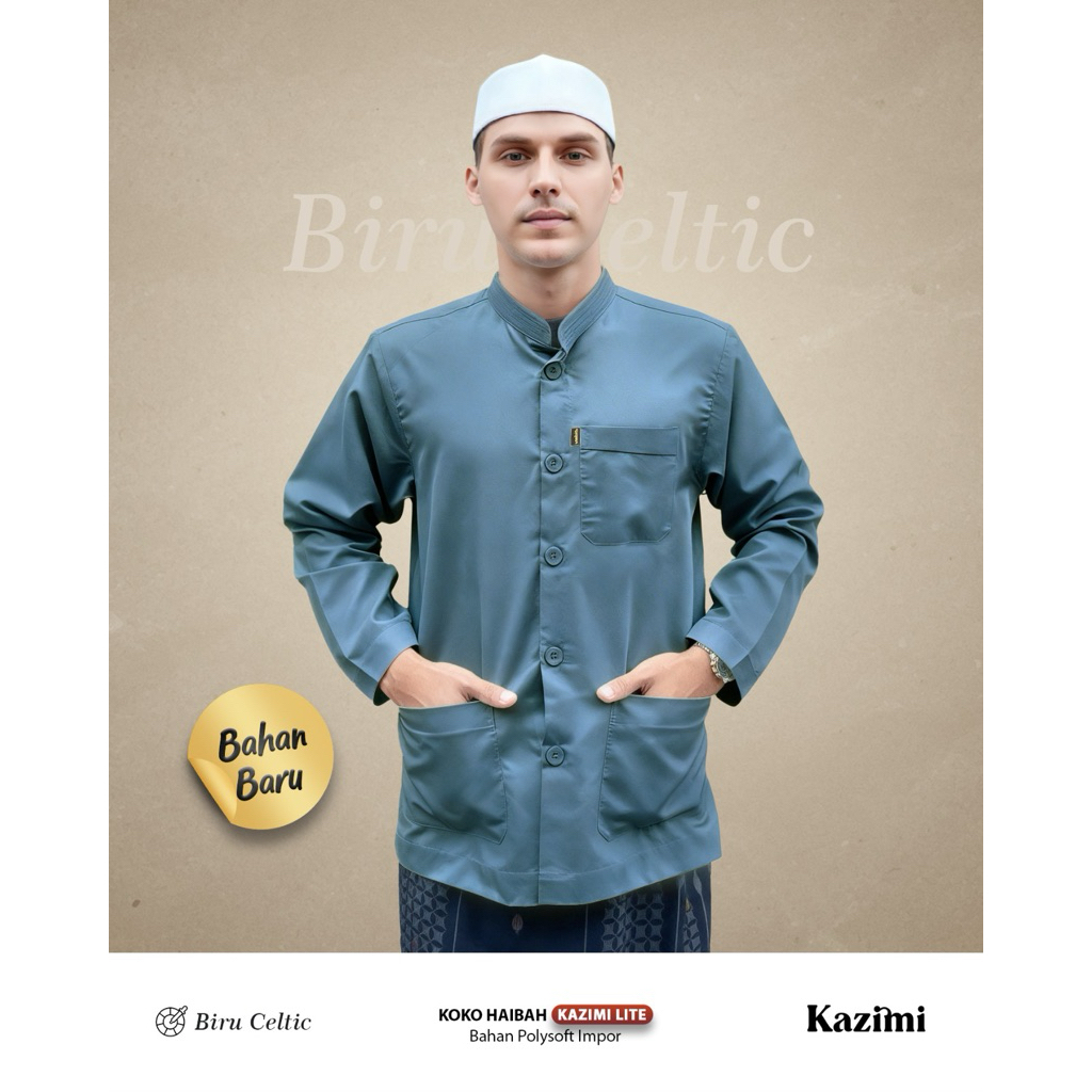 Baju Koko Haibah Kazimi Lite Biru Celtic