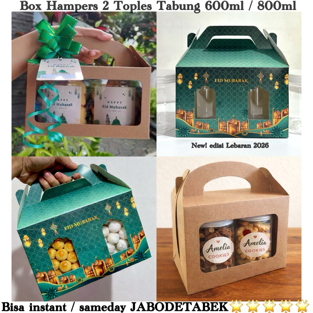 (FREE KARTU IDUL FITRI) Box Hampers Jendela Kotak muat 2 toples tabung jar 600 ml box toples jar 500