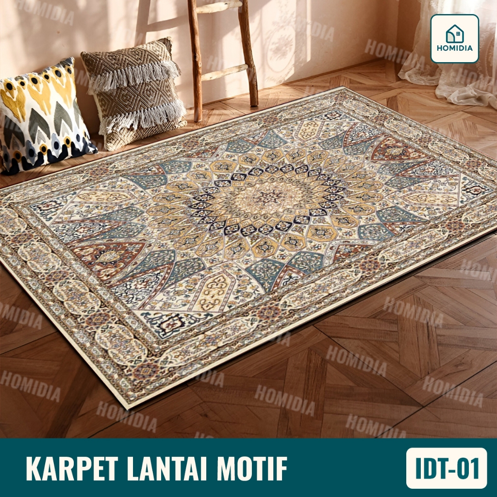 Homidia - Karpet Lantai Motif Aesthetic Bahan Anti Slip Lembut Karpet Ruang Tamu Kamar Tidur