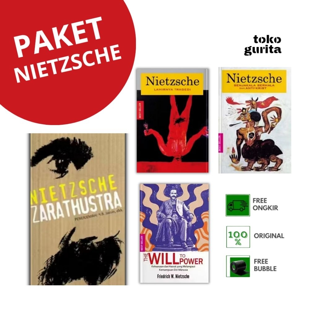 Buku Filsafat Buku Pemikiran Buku Nietzsche PAKET NIETZSCHE Zarathustra Lahirnya Tragedi Senjakala B