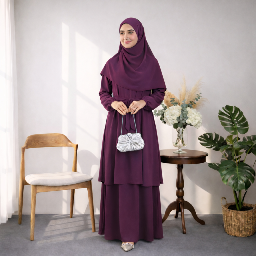 Gamis Malaysia Dewasa Ceruty Babydoll Terbaru Ld 100 - Ld 130 Full Puring Real Pick