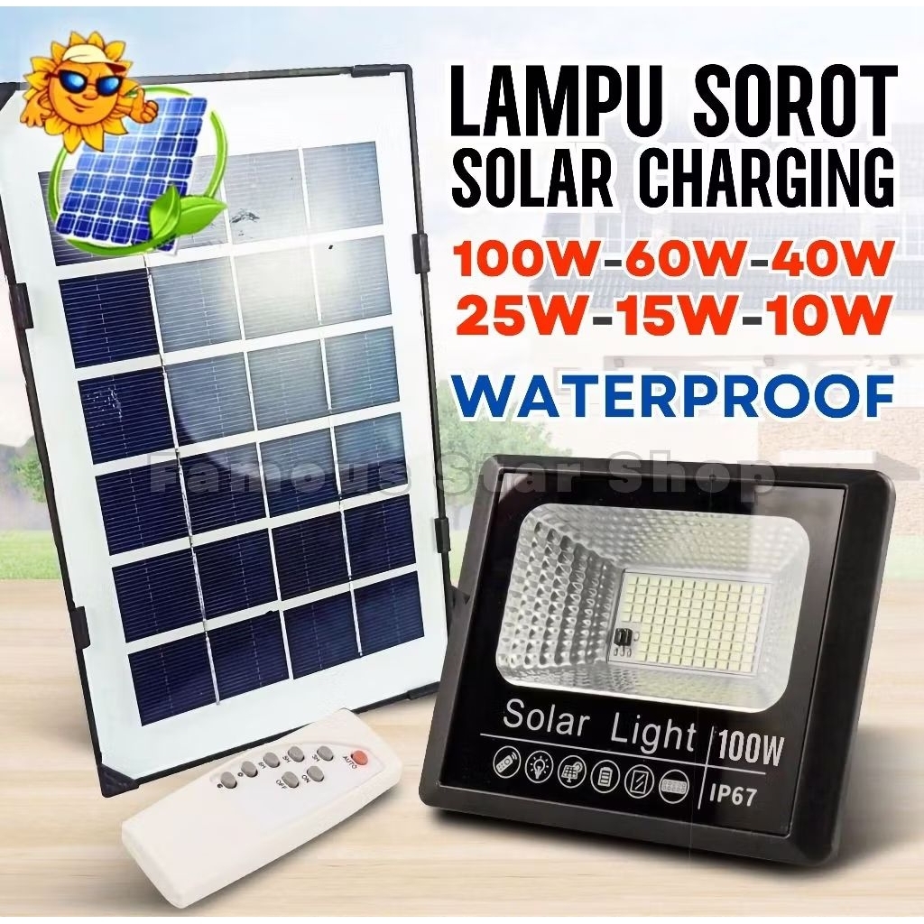 Lampu Sorot Vipoo Solar Tenaga Surya 100W / 200W Waterproof Lampu Jalan