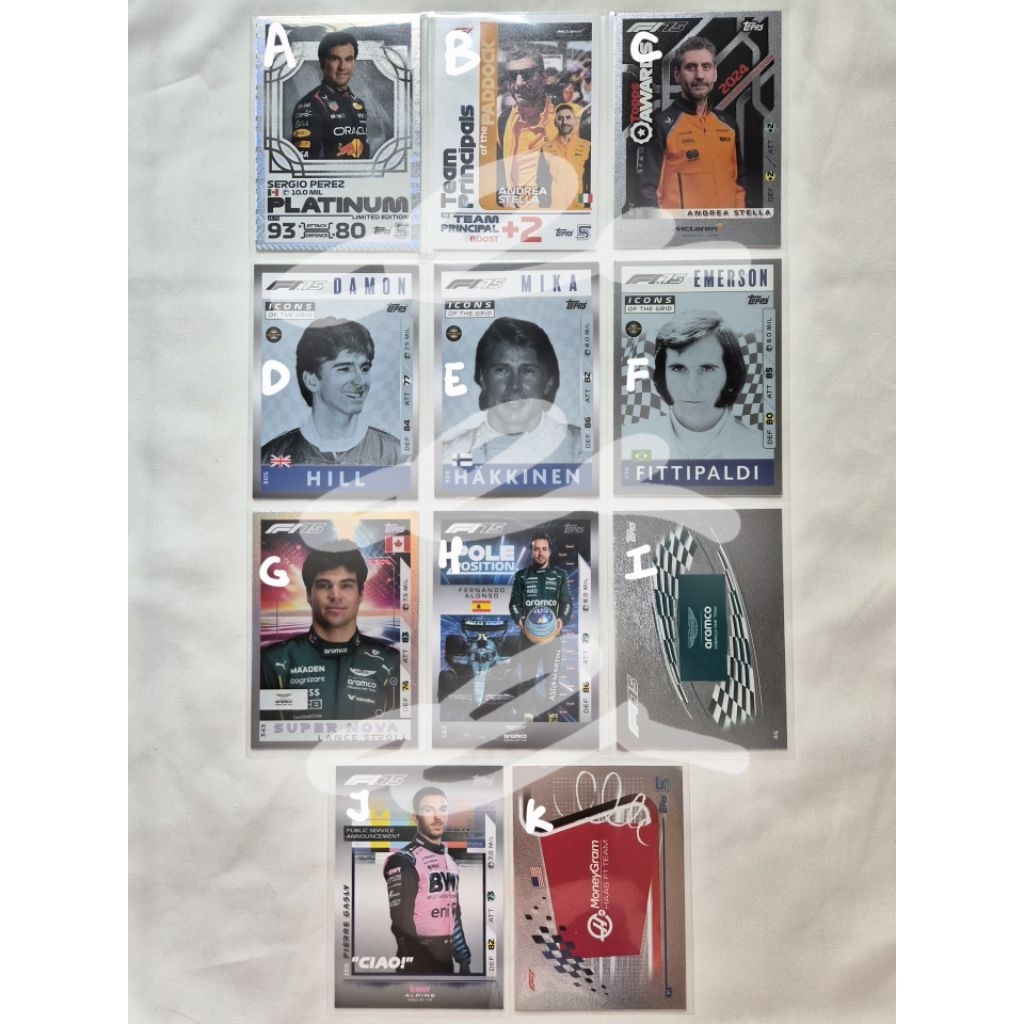 topps turbo attax f1 2024 2025 sergio perez checo platinum team principal tp mclaren andrea stella i