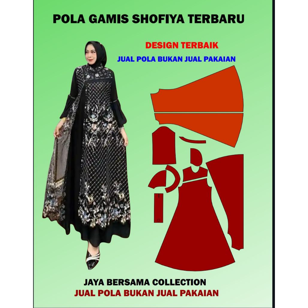 Pola gamis shofiya model brokat POKA JIPLAK