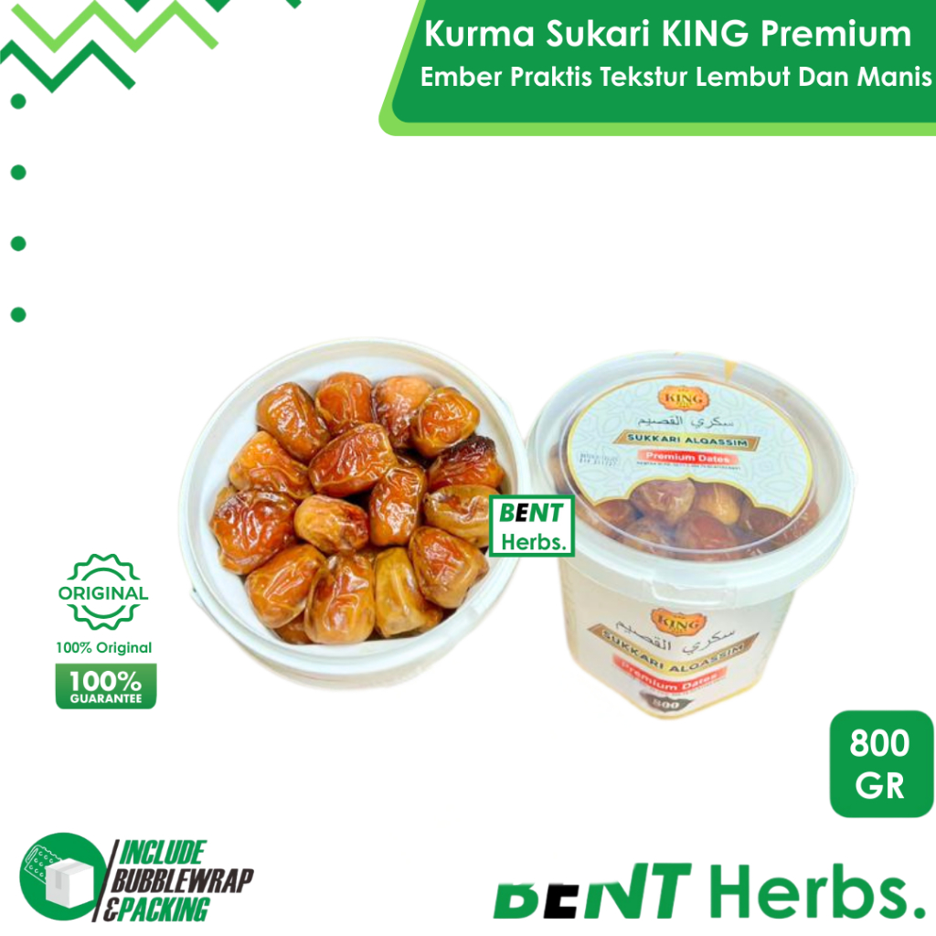 Kurma Sukari Ember Premium KING DATES 800 Gram Korma Sukkari ALQASSIM Berkualitas Tinggi Lezat Manis