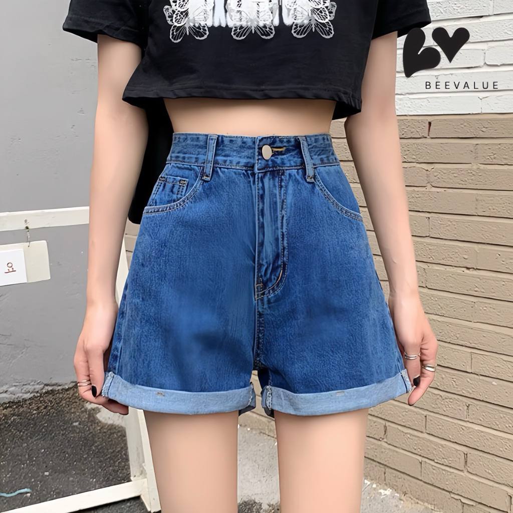[Beevalue] Celana Pendek Jeans Wanita Highwaist | Celana Hotpants Jeans Polos | Celana Jeans Premium