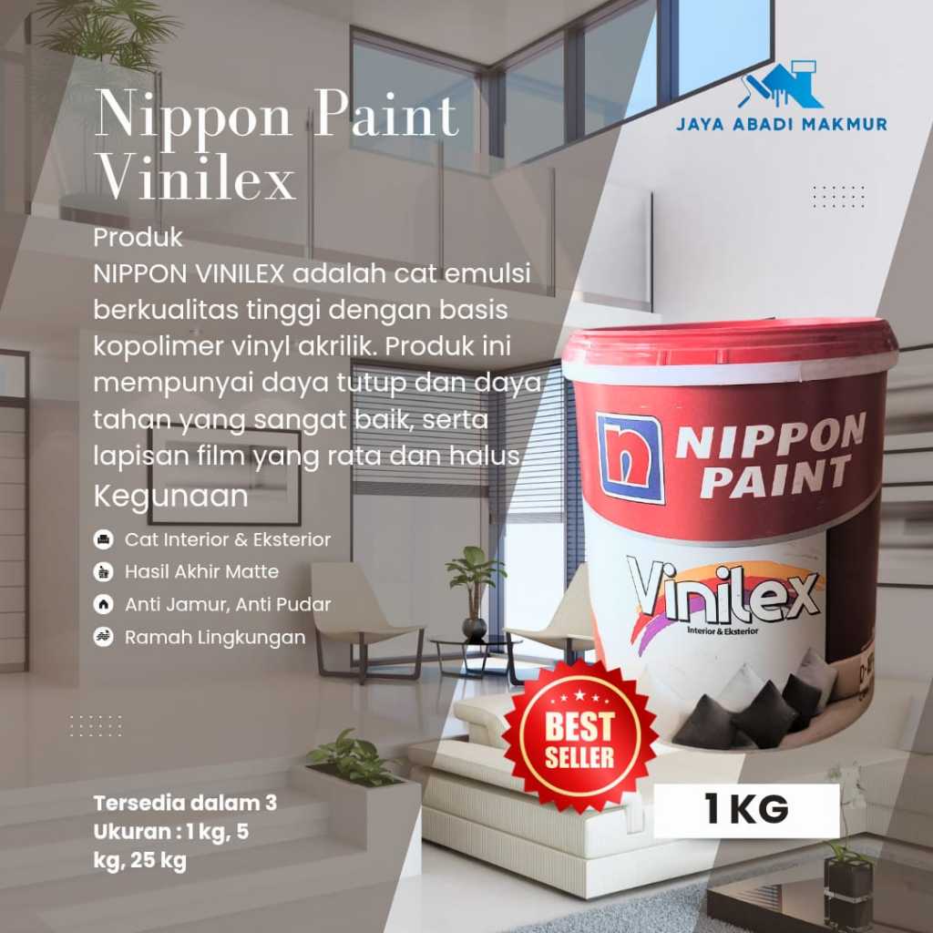 Nippon Paint Vinilex Cat Tembok Interior Eksterior 1.3 kg Anti Jamur / Nippon Paint Tinting (et 3)