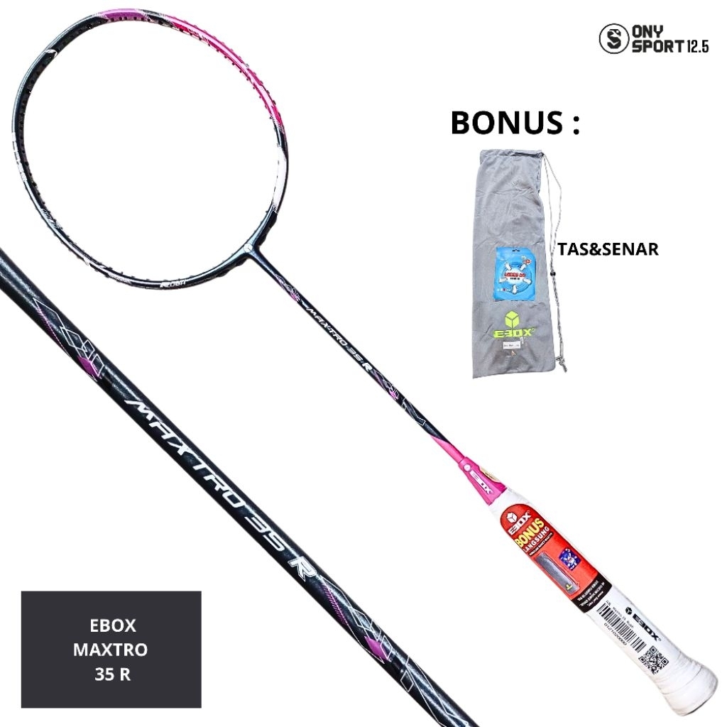 EBOX Maxtro 35 R Raket Badminton dengan Bonus Tas & Senar EBOX