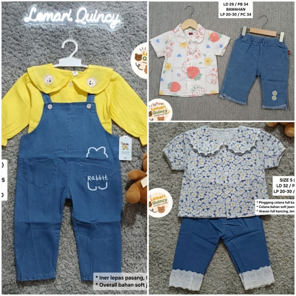 (NEW/BARU) LEMARIQUINCY - SETELAN OOTD ANAK PEREMPUAN LUCU 1-2 TAHUN IMPORT