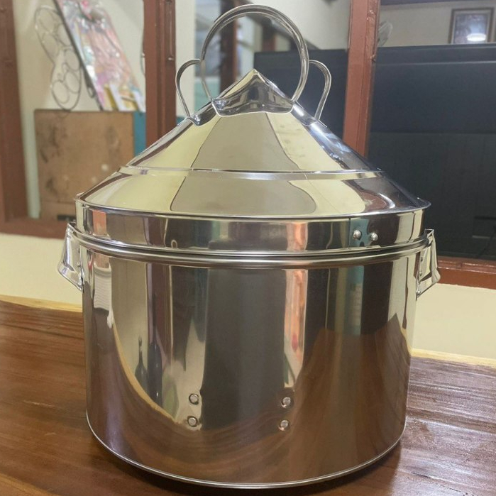 DANDANG KUKUS STAINLESS STEEL 10 LITER LANGSENG BULAT 40 LOYANG SARANGAN 2 MACAM