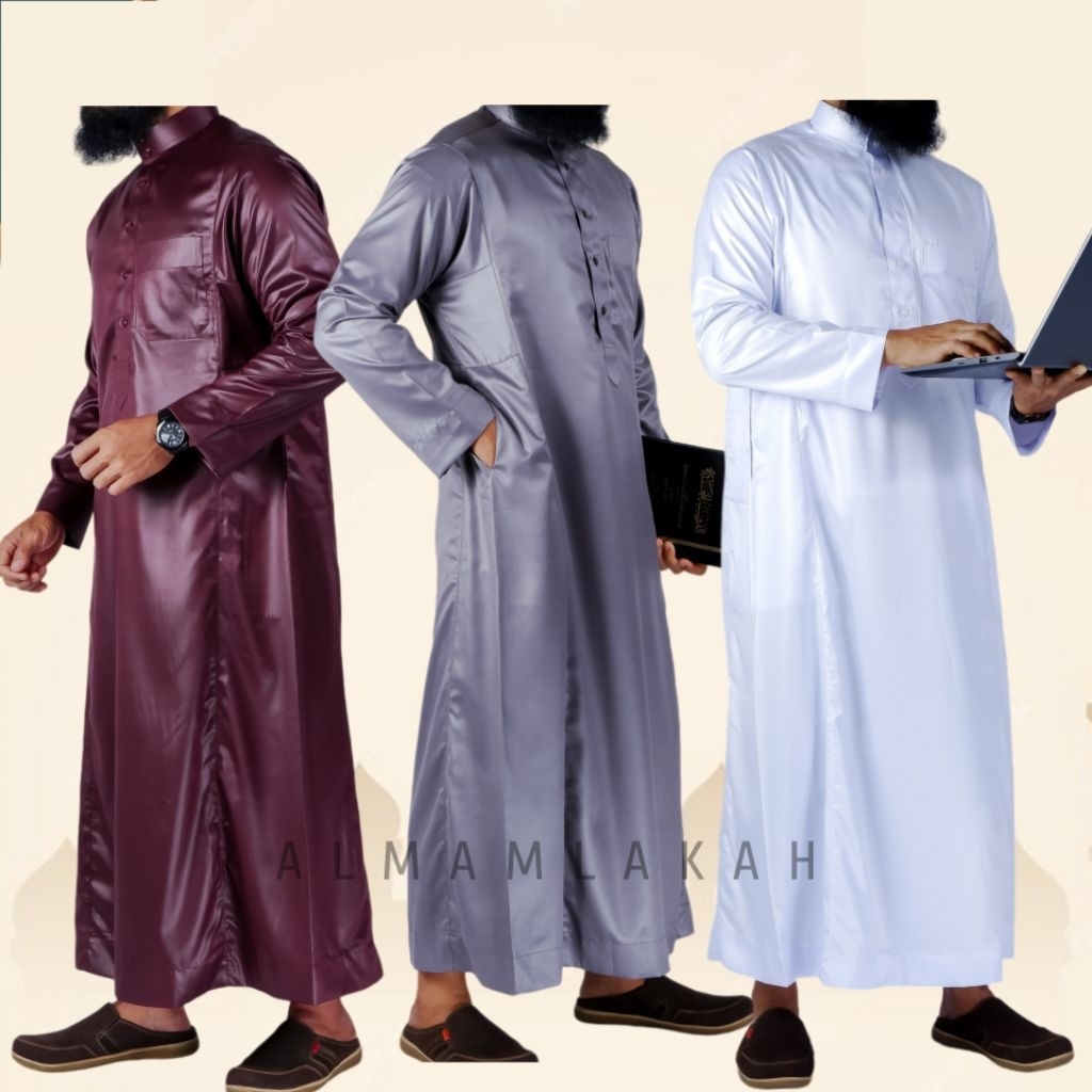JUBAH GAMIS ALMAMLAKAH POLYSTER KOREA JUBAH PRIA PREMIUM JUBAH STYLE HAROMAIN