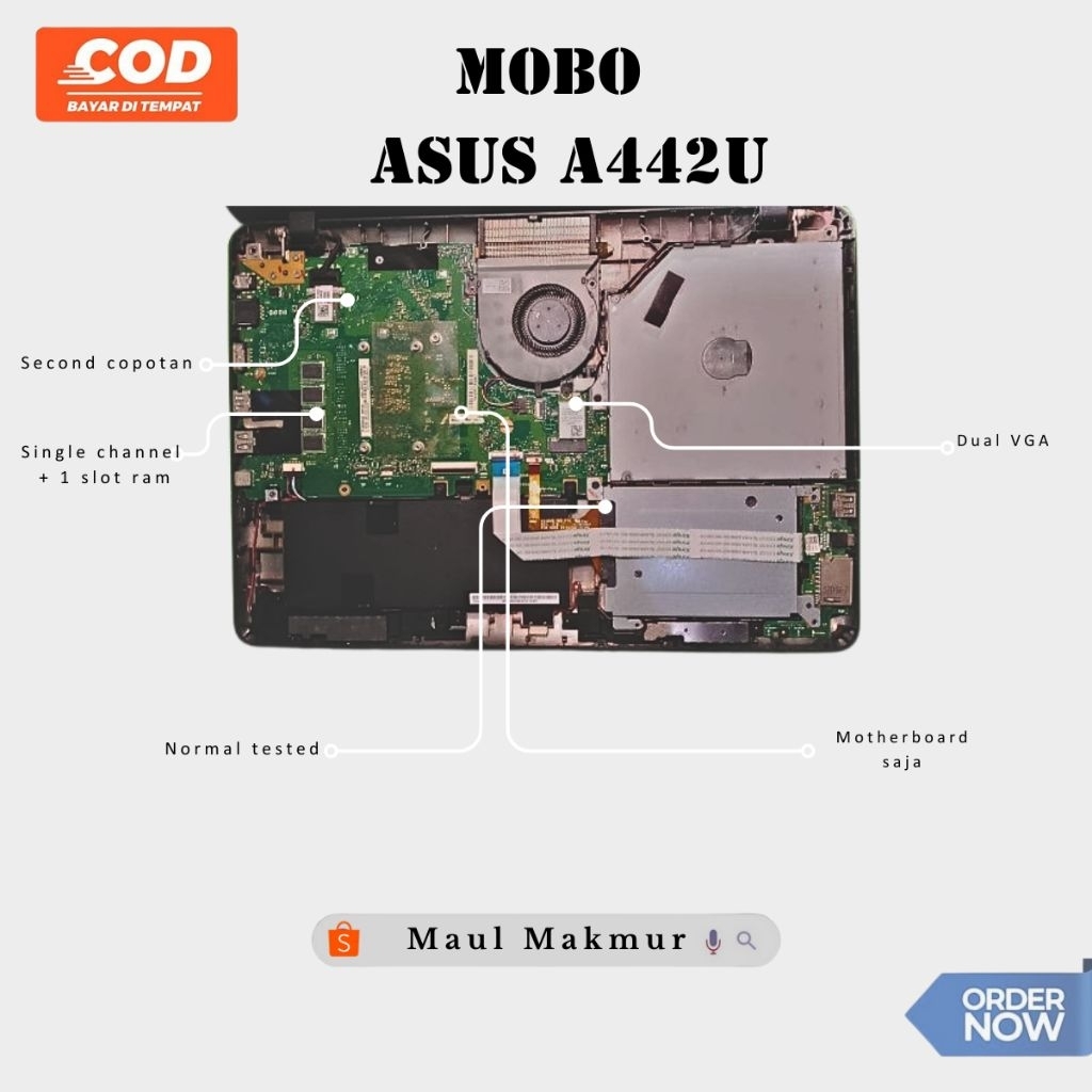 Motherboard Laptop Mobo Laptop Asus A442U A442F Prosesor  i5-8250U