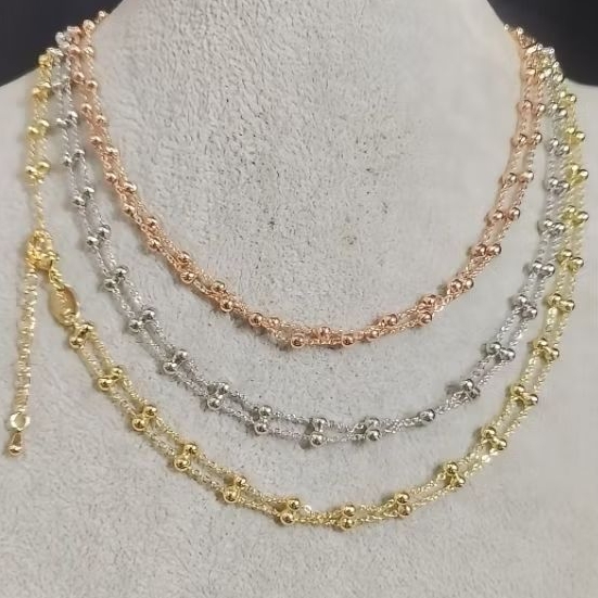 Grosir88aksesoris Aneka Kalung Jedar 2 Layer Tintanium mewah banget Cantik Dan Elegan