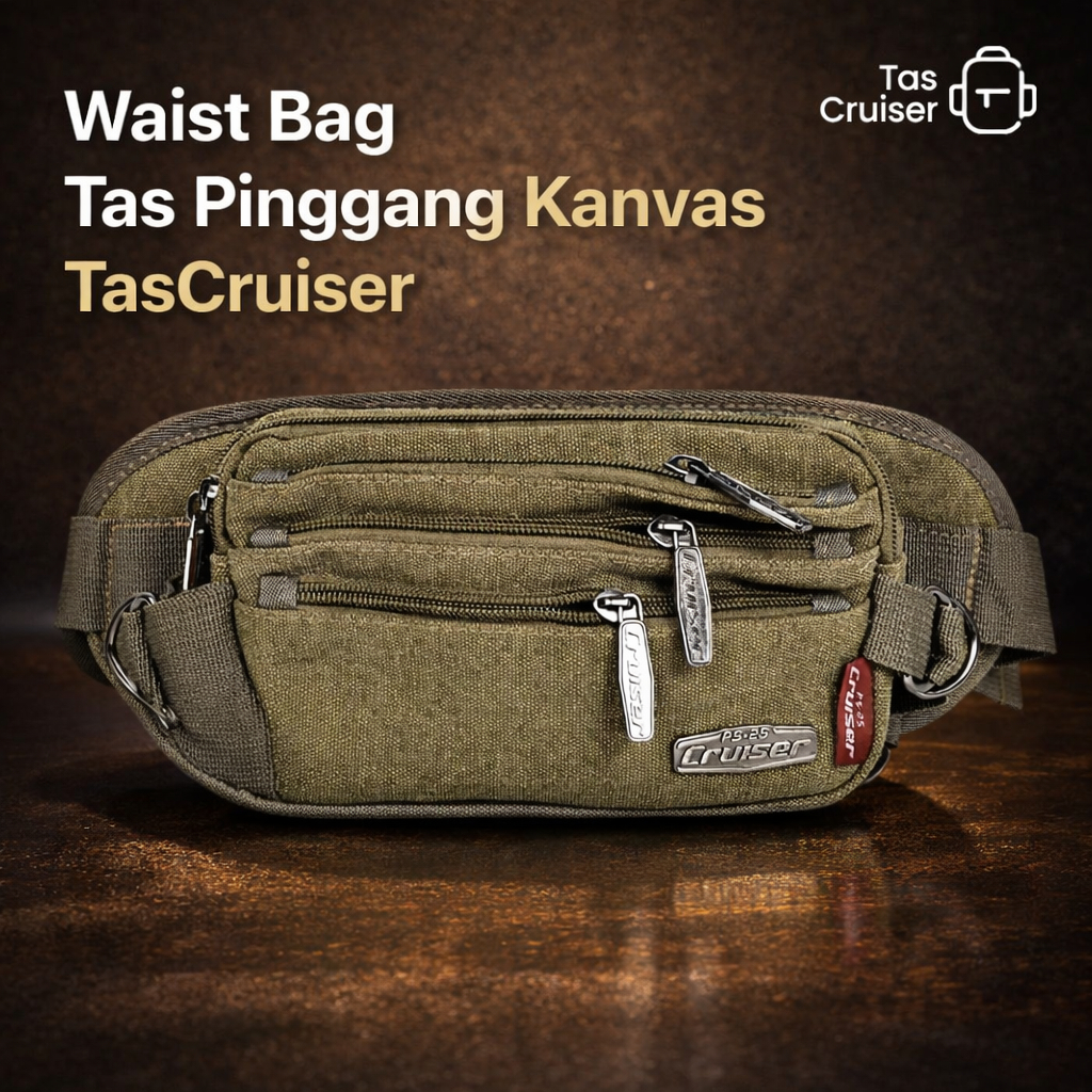 Waist Bag Tas Pinggang Kanvas TasCruiser 7601-5 – Tas Pinggang Outdoor Sport & Traveling Casual Unis