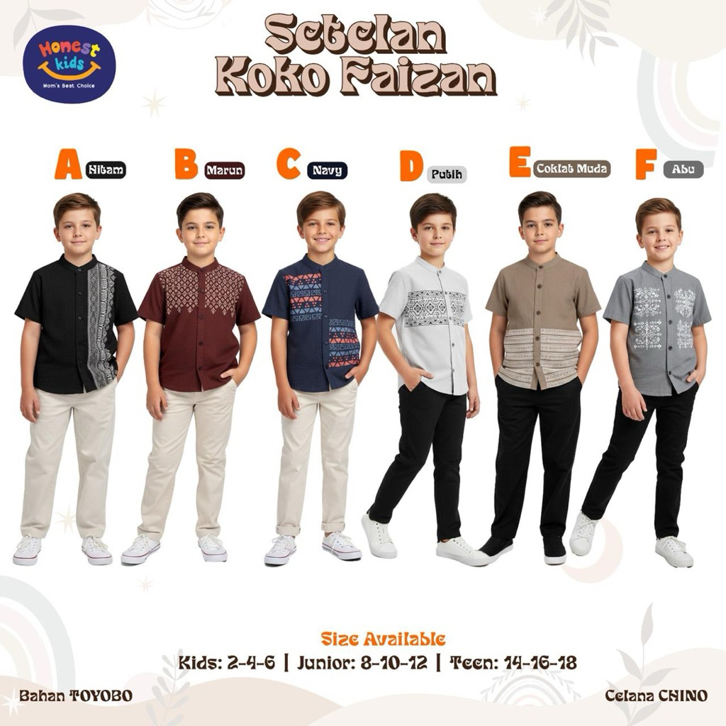 1 SET KOKO ANAK | KOKO ANAK | SET. KOKO+CELANA | SETELAN KOKO ANAK By Honest Kids