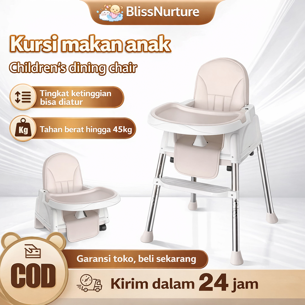 Kursi Makan Bayi 6 Bulan -  3 Tahun Tinggi (Baby Booster & High Chair) Multifunction Dengan Piring M